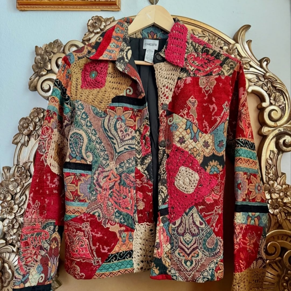 Chicos' Patchwork Multicolor Jacket - image 1
